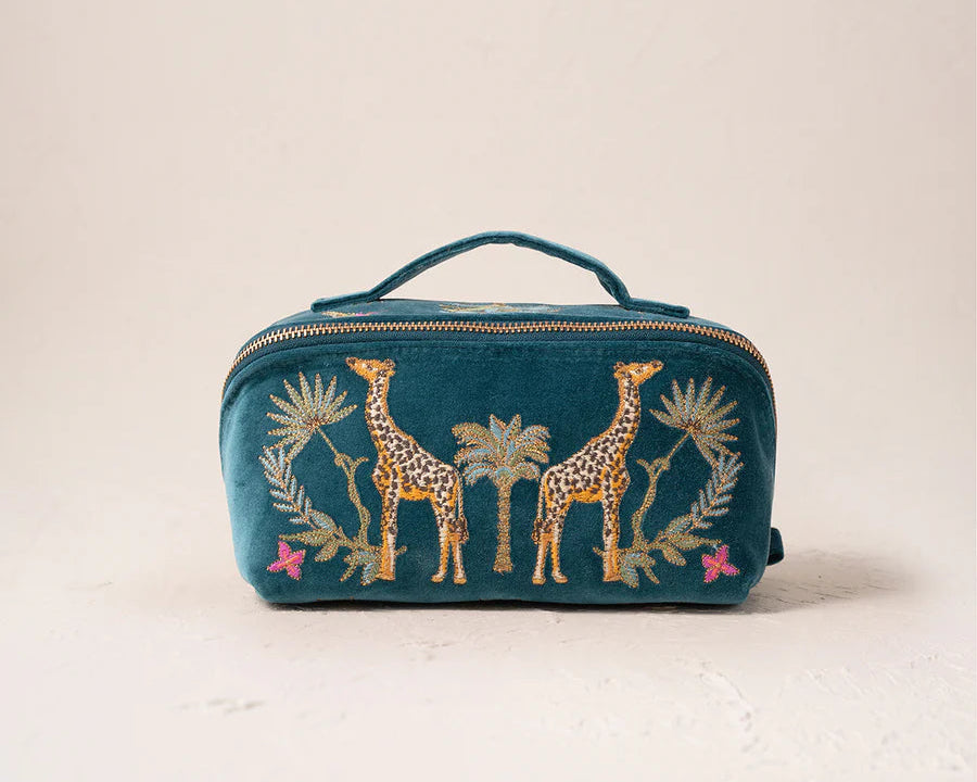 Wild Giraffe Palm Open Flat Makeup Bag