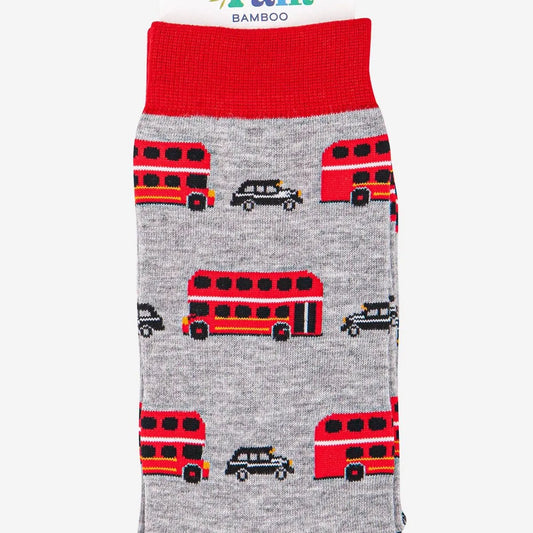 Men's Big Red Bus And Black Cab Bamboo Socks