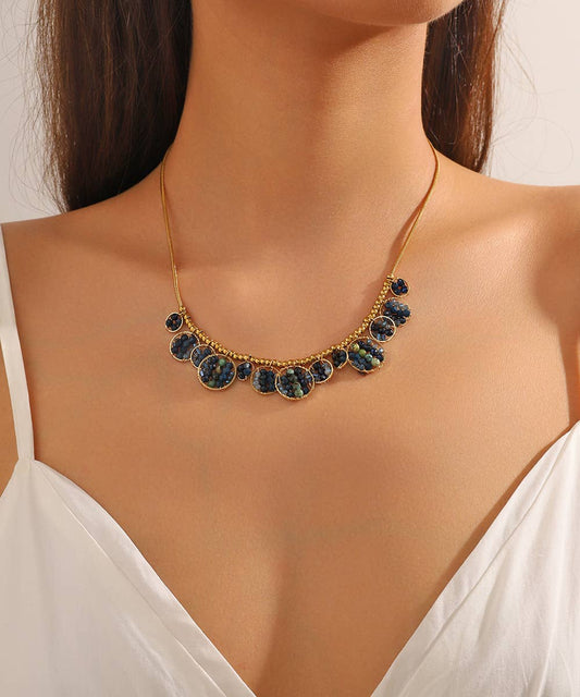 Blue & Gold Circle Necklace
