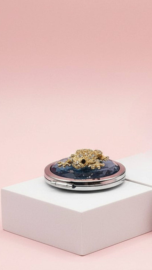 Crystal Frog Compact Mirror & Gift Box: Blue