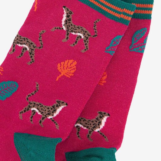 Women's Jungle Cheetah Print Bamboo Socks