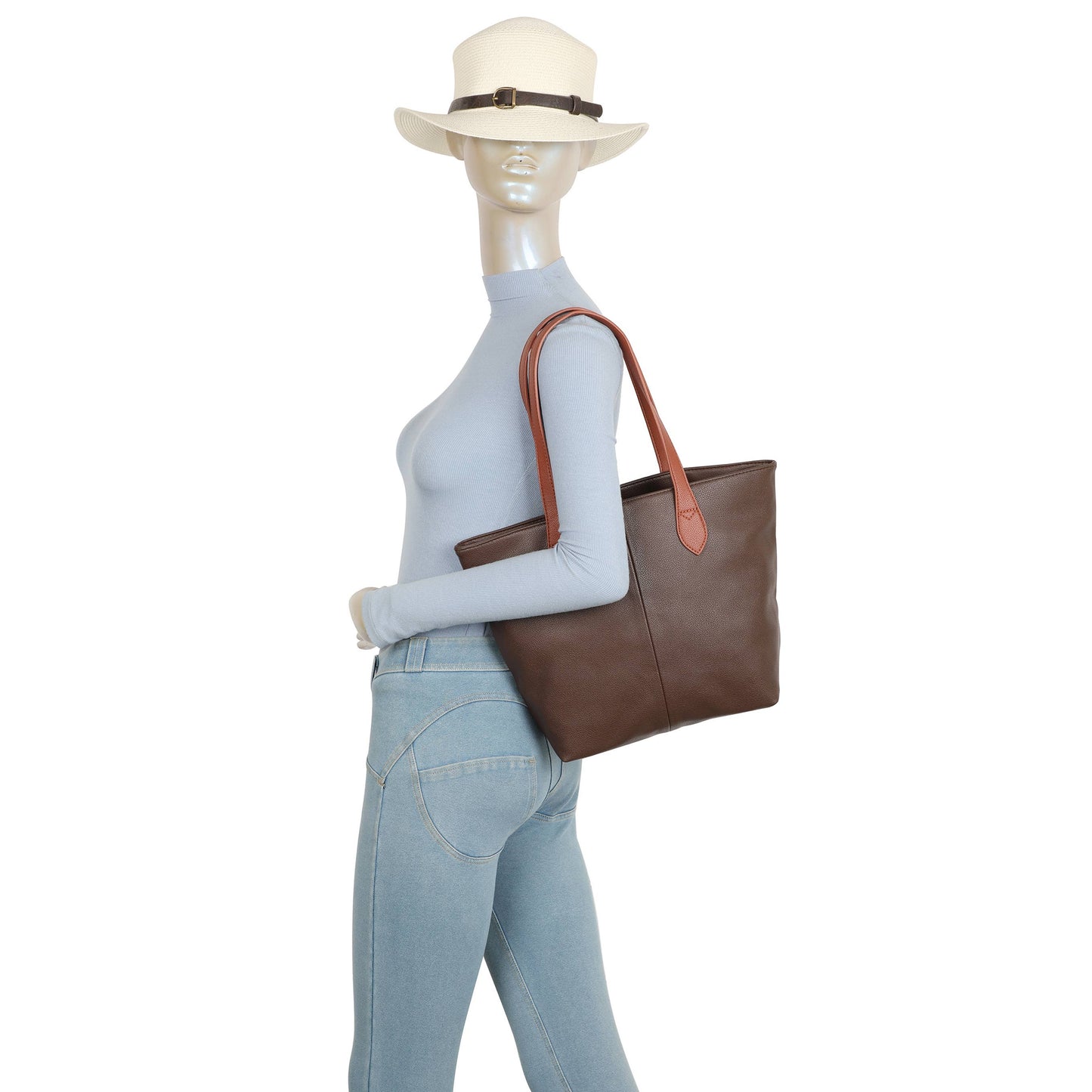 Tote Bag with Two Tone Handles: Coral