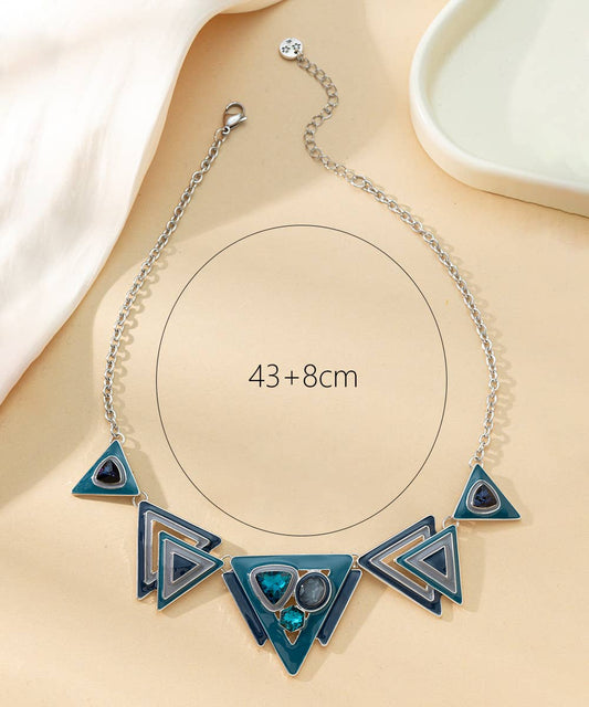 Blue Geometric Triangular Necklace
