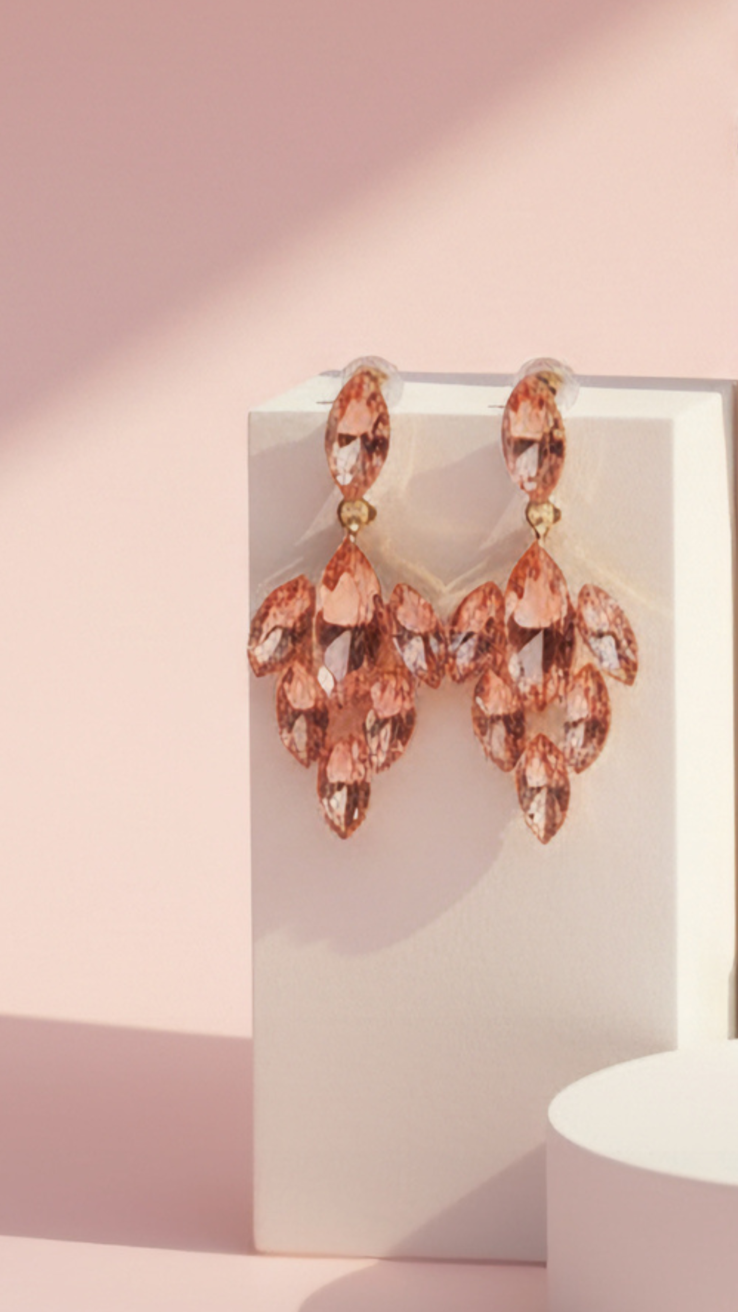 Marquise Cut Layered Crystal Drop & Dangle Earrings: Rose-gold