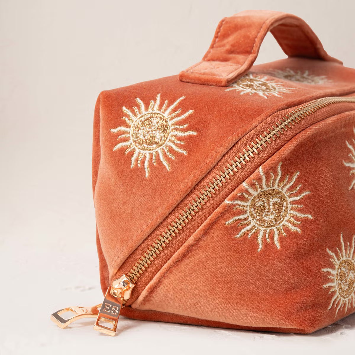 Sun Goddess Rust Velvet Open Flat Makeup Bag