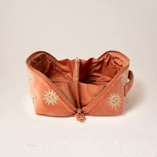 Sun Goddess Rust Velvet Open Flat Makeup Bag