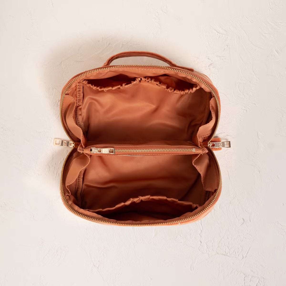Sun Goddess Rust Velvet Open Flat Makeup Bag