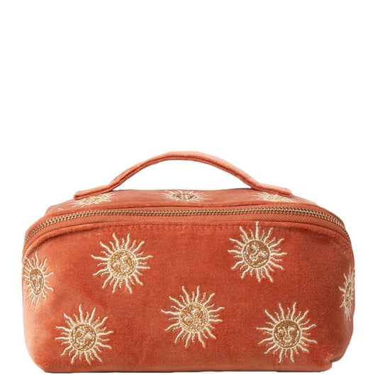 Sun Goddess Rust Velvet Open Flat Makeup Bag