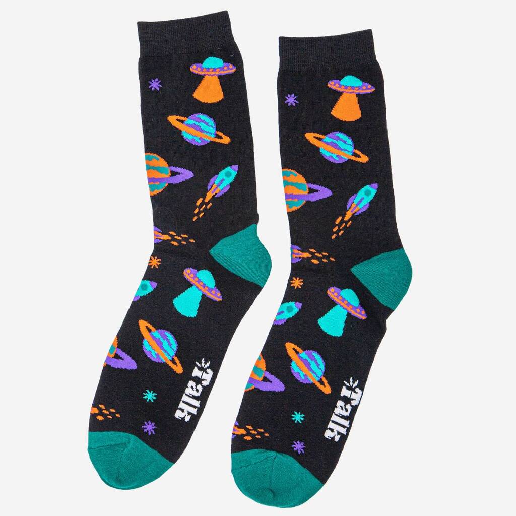 Men's Retro Space Invasion Print Bamboo Socks