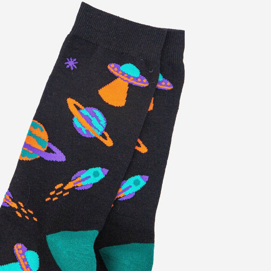 Men's Retro Space Invasion Print Bamboo Socks