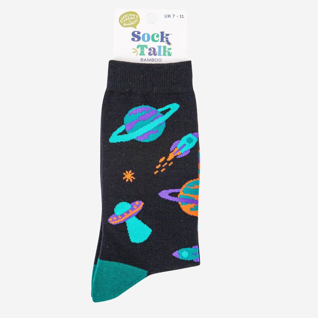 Men's Retro Space Invasion Print Bamboo Socks
