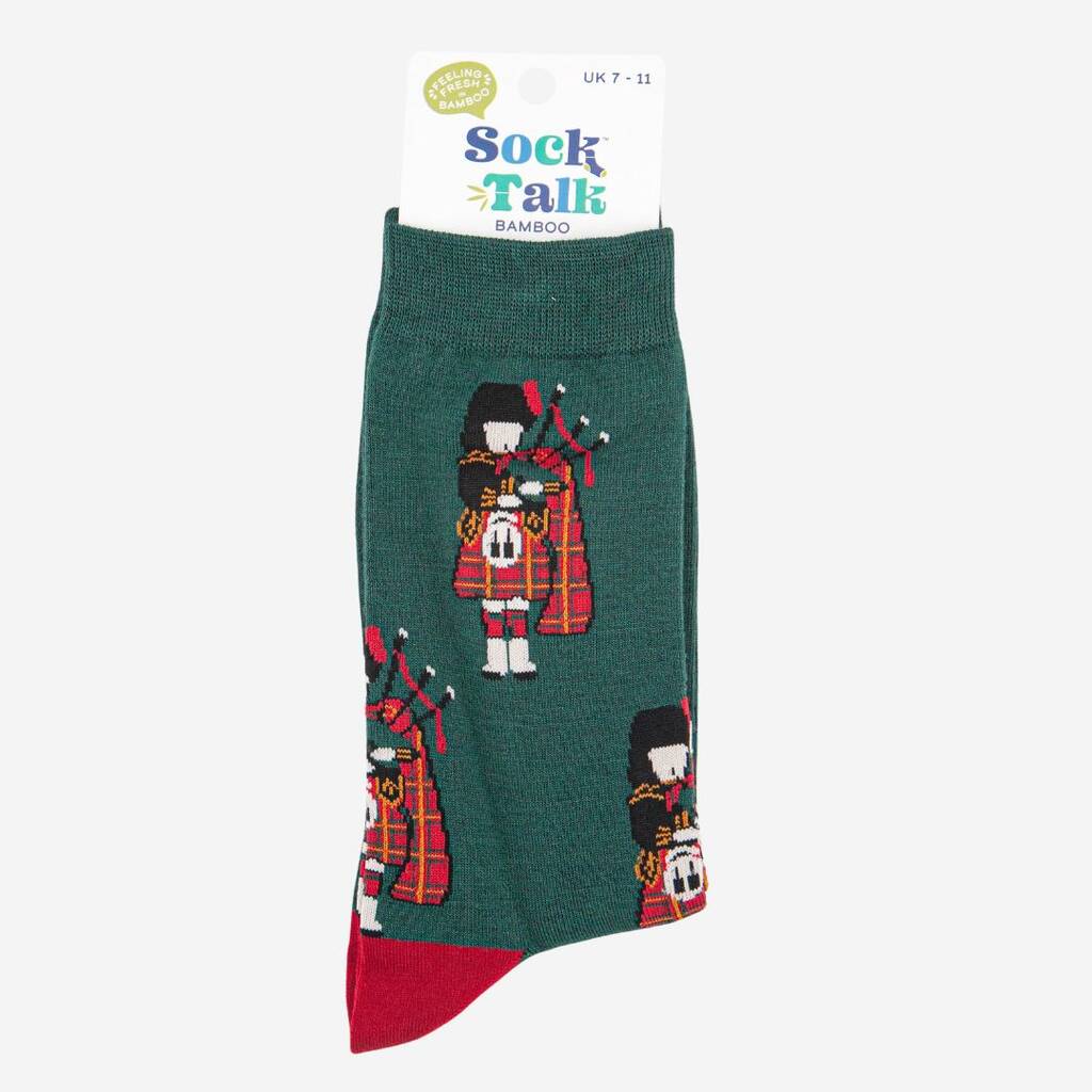 Men's Scottish Piper Bamboo Socks in Red Green