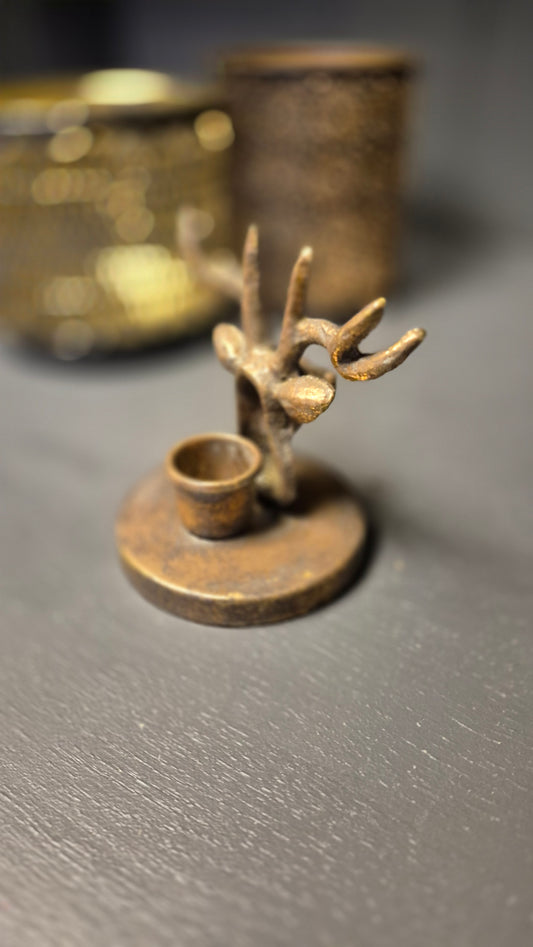 Antique Style Stags Head Candle Holder
