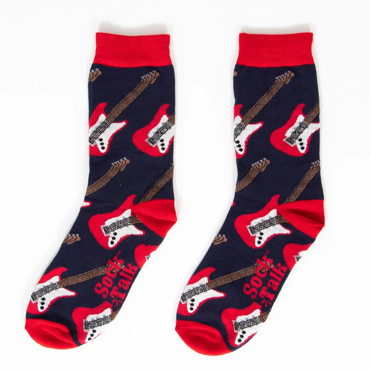 Men's Bamboo Socks- Blue/Red, Guitars