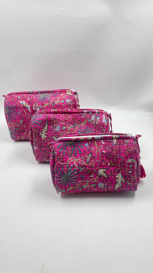 100% Cotton Quilted Washbags - Small Medium & Large 