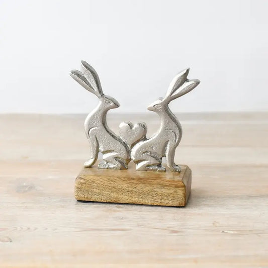 Small Hares with Heart Deco, 12cm