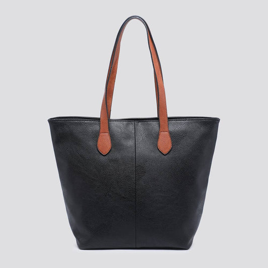 Vegan Leather Shopper Bag - Black