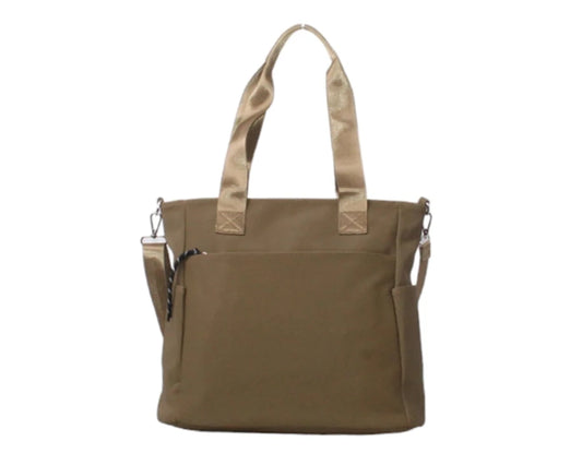 Khaki Tote Bag with Shoulder Strap