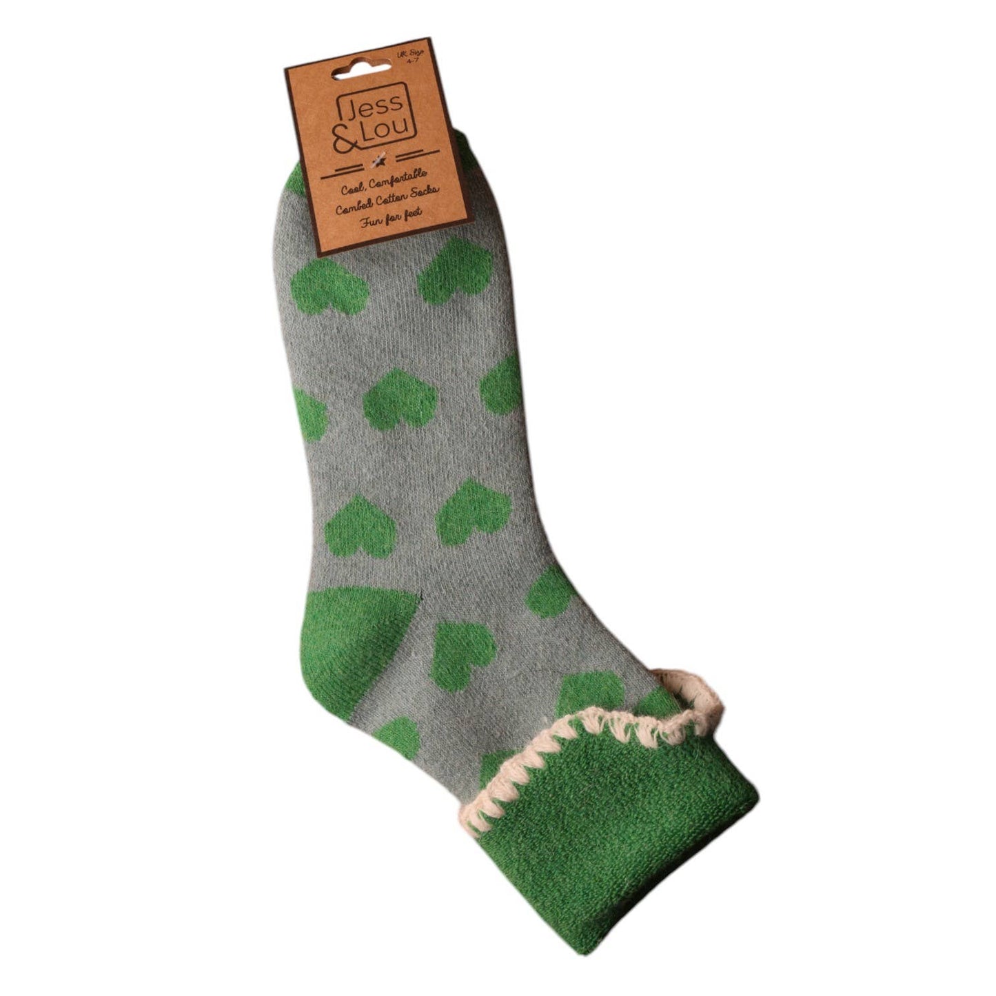 Green Heart Cuff Cosy Socks