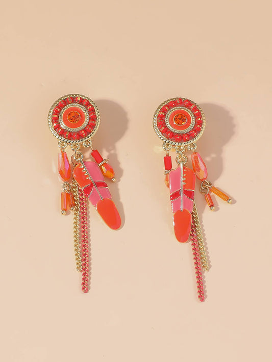 Clip on Earrings Red & Orange