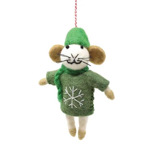 Felt Decoration - Green Jumper Mouse
