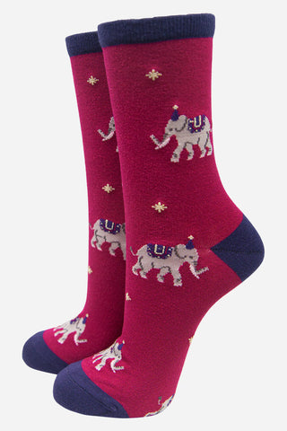 Women's Bamboo Socks  Party Animal Elephant Socks