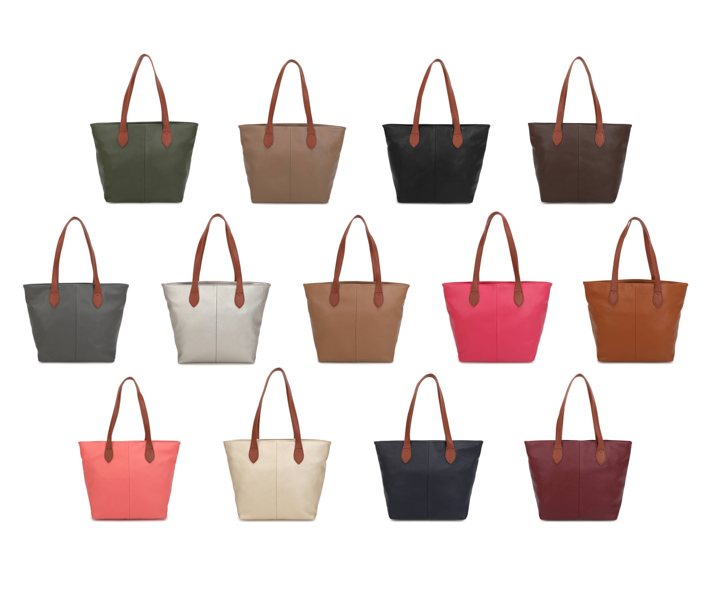 Tote Bag with Two Tone Handles: Coral