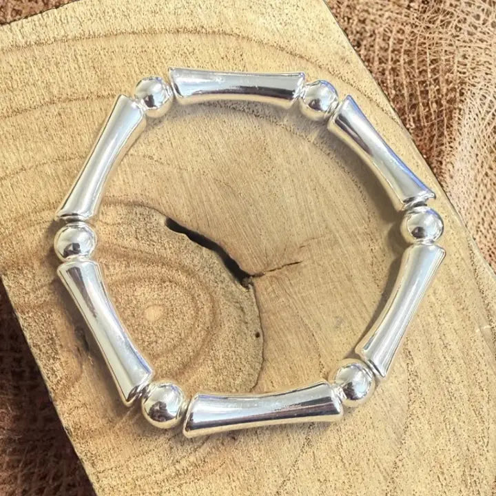 Silver Tube & Bead Bracelet