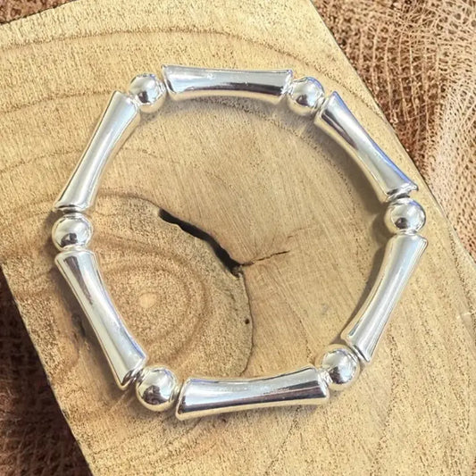 Silver Tube & Bead Bracelet