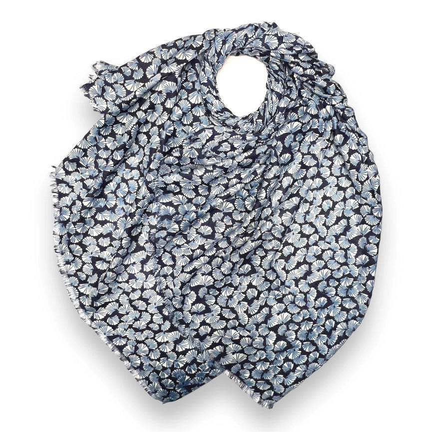 Mini Shells Print Scarf Navy