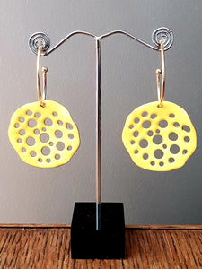 Yellow Disc Earrings with Holes