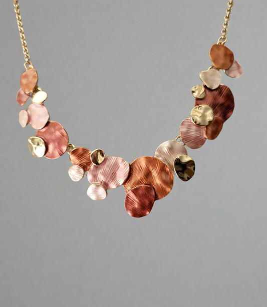 Pink & Gold Circle Necklace Set