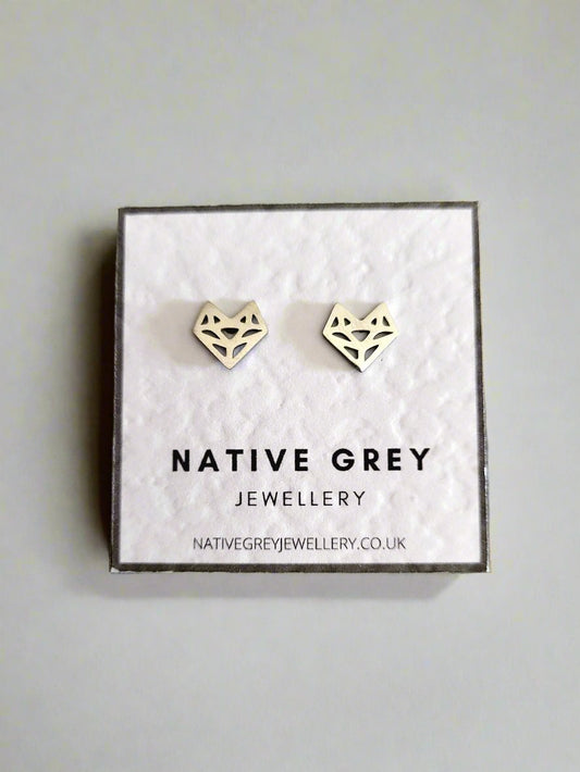 Stainless Steel Fox Stud Earrings