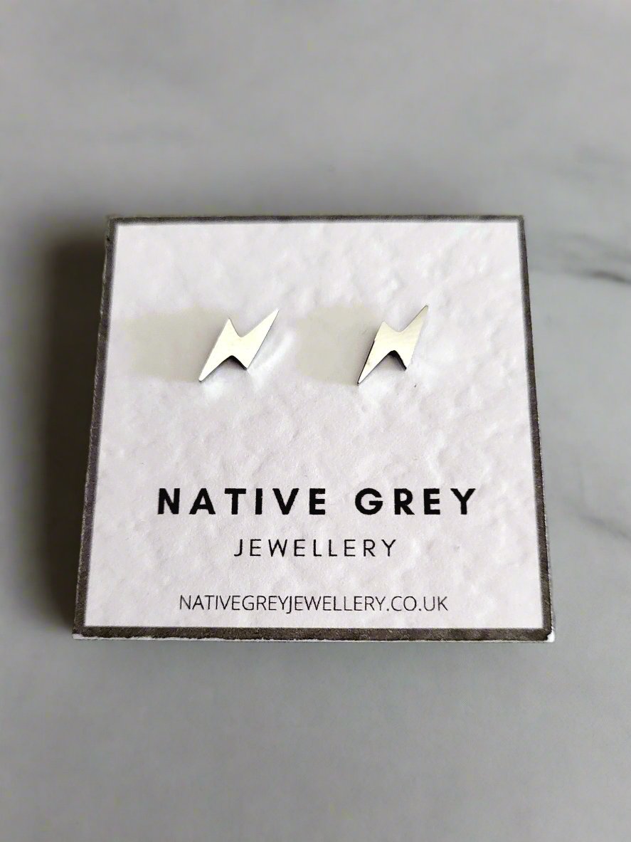 Stainless Steel Lightening Stud Earrings