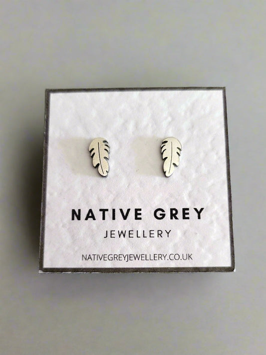 Stainless Steel Leaf Stud Earrings