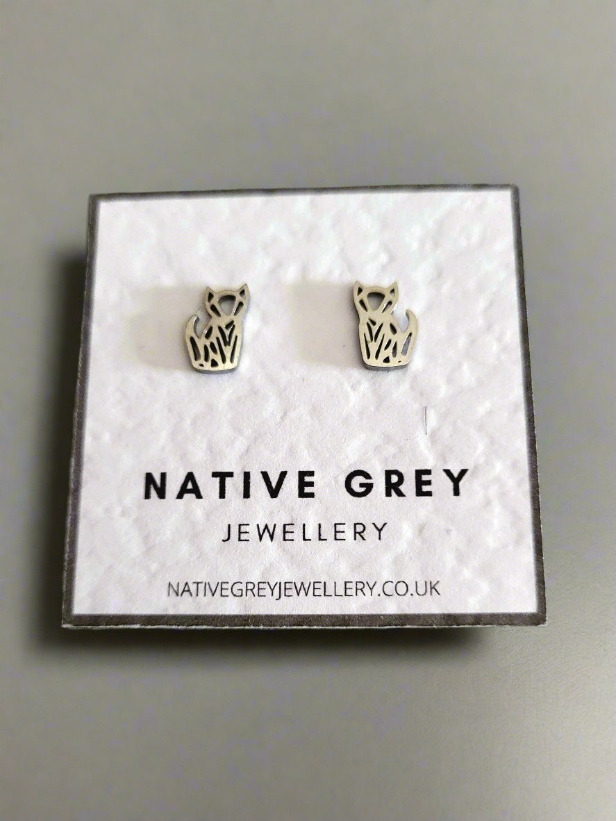 Stainless Steel Fox Stud Earrings