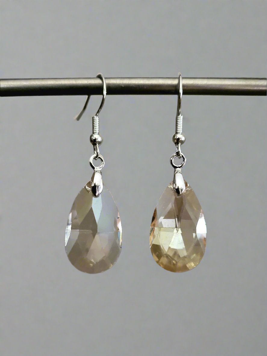 Light Gold Crystal Drop Earrings