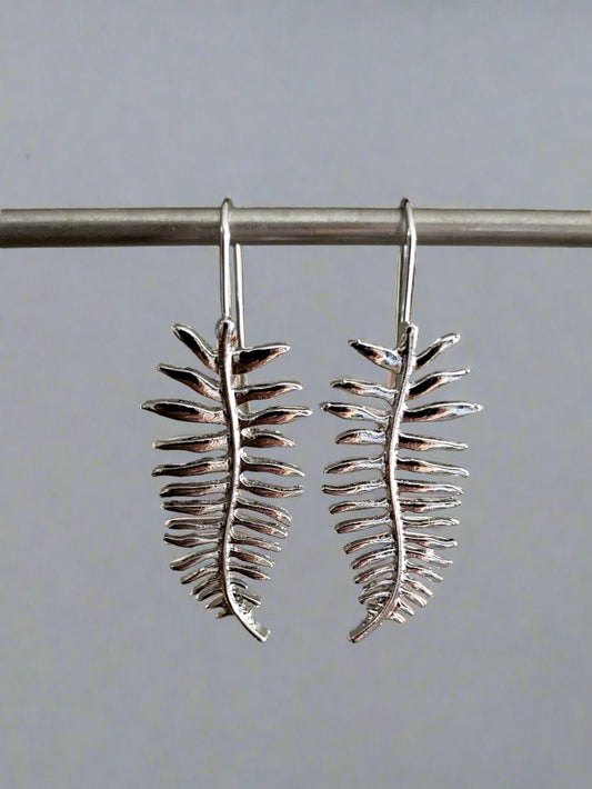 Silver Leaf Drop Earrings