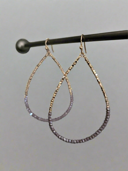 Gold & Glass Bead Drop Earrings