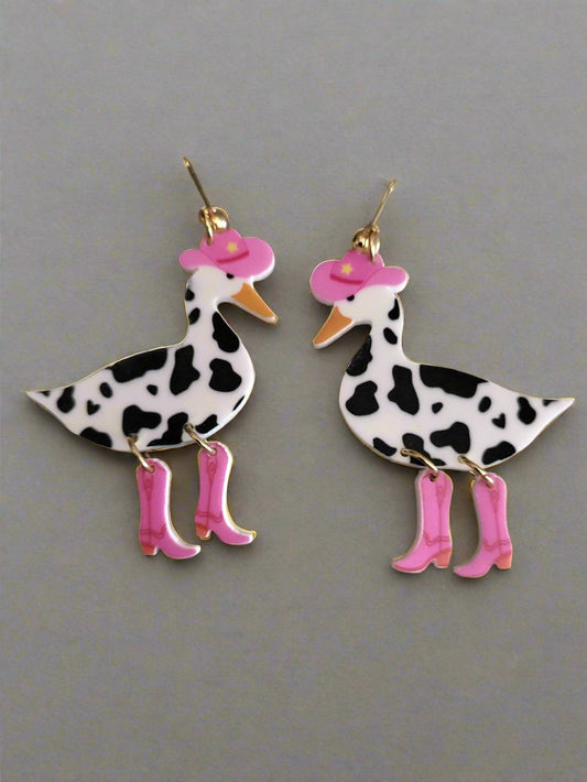 Acrylic Cowboy Duck Drop Earrings