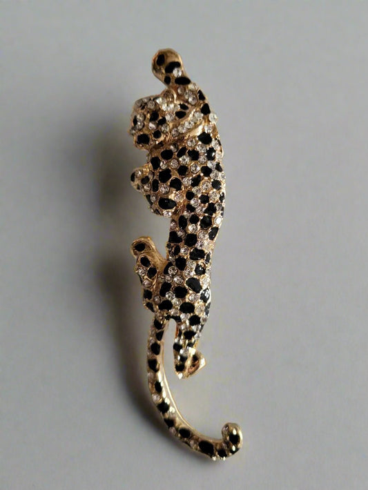 Crawling Leopard Gold Brooch