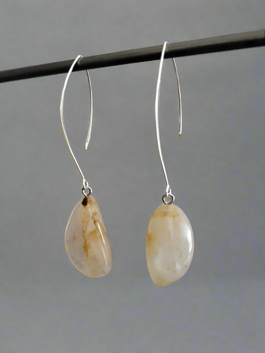 Natural Orange Aventurine Quartz Drop Earrings