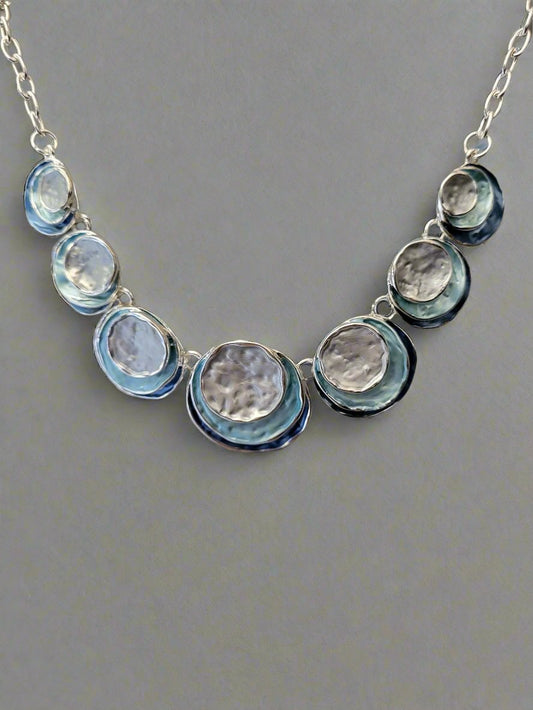 Light Blue Layered Disc Necklace Set