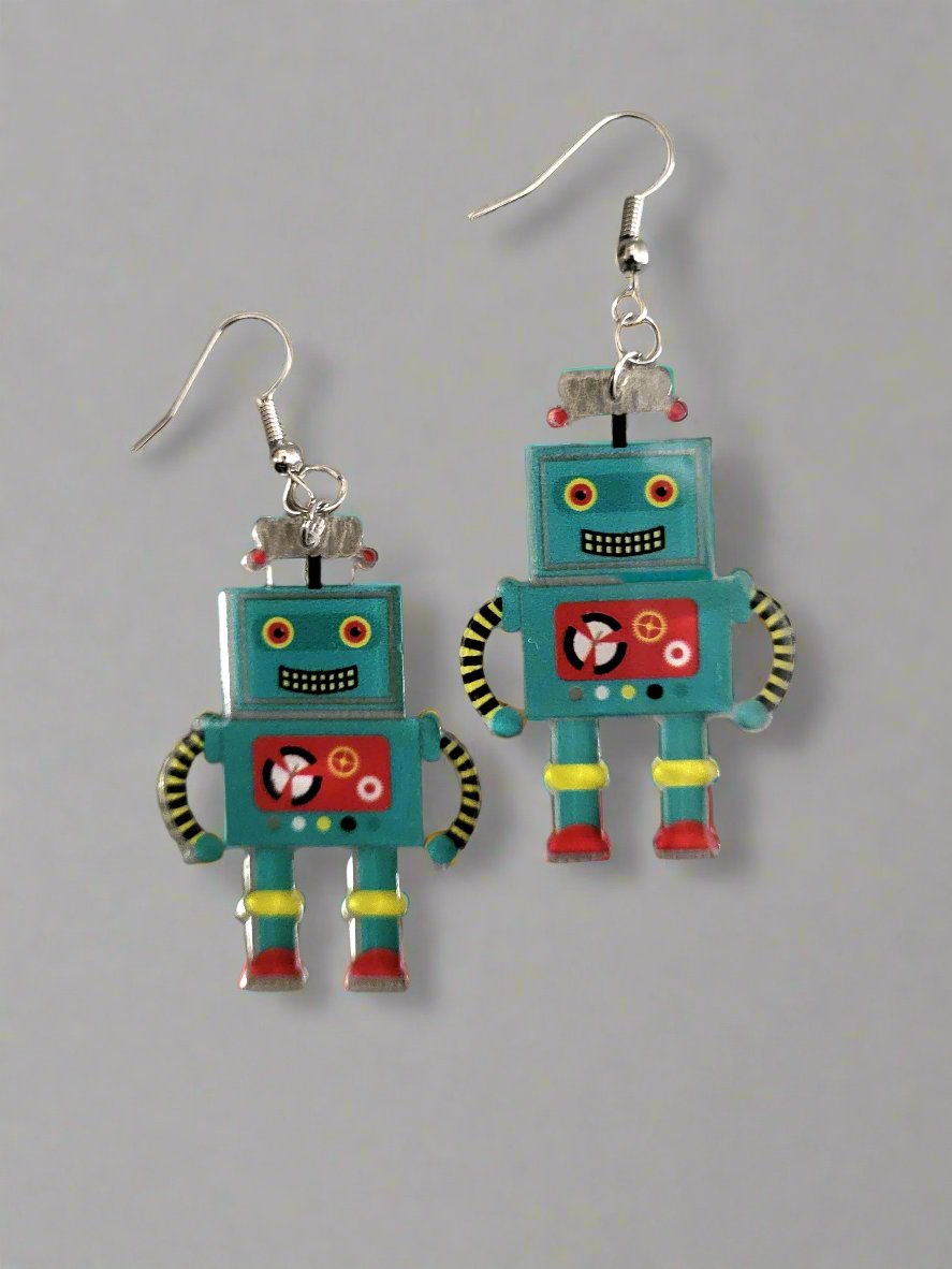 Acrylic Robot Drop Earrings