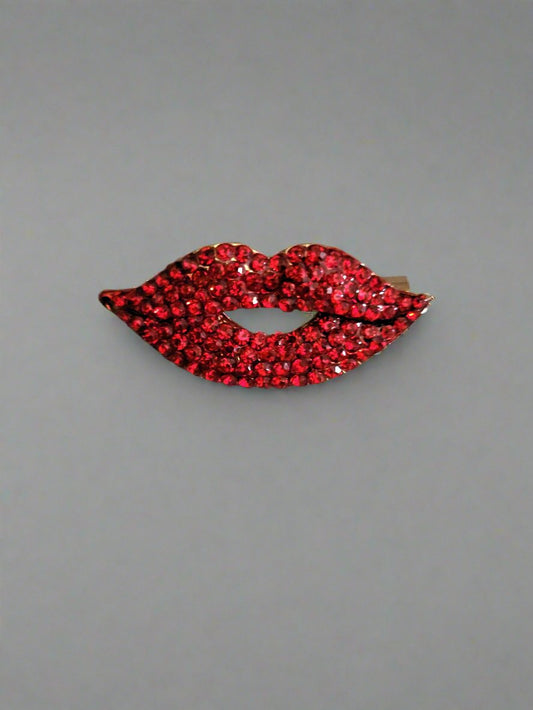 Red Crystal Hot Lips Brooch