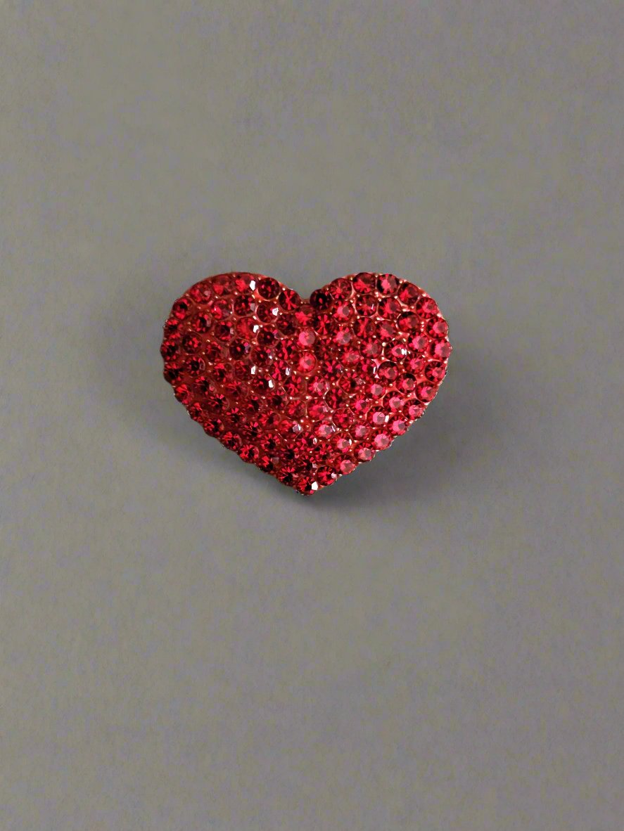 Red Crystal Heart Brooch