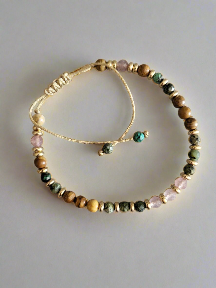 Multi-Coloured Gemstone Adjustable Bracelet