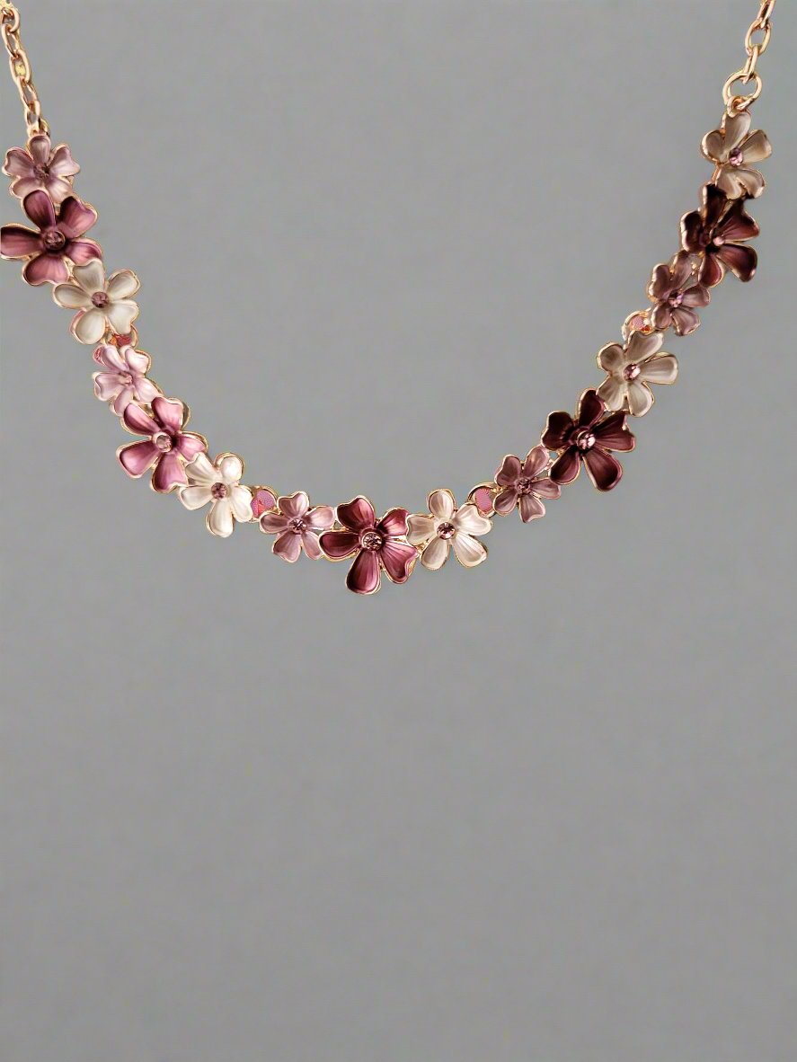 Pink Floral Necklace Set