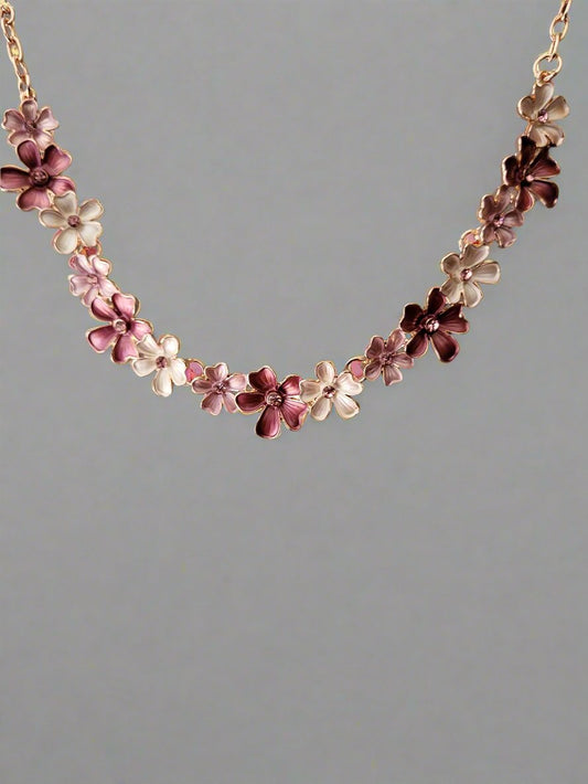 Pink Floral Necklace Set