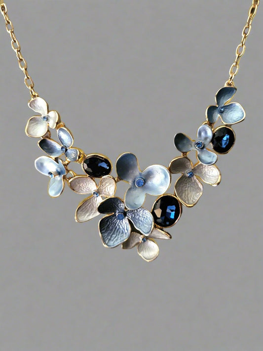 Blue & Gold Floral Necklace Set